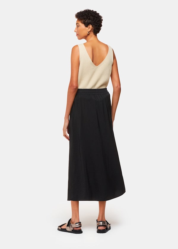 Black Eva Elasticated Waist Skirt
