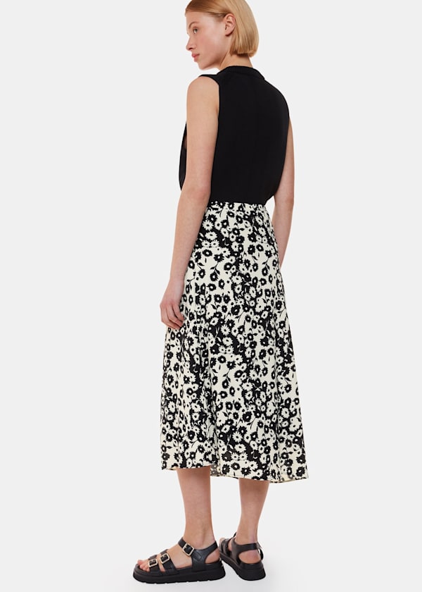 Black and White Riley Floral Print Skirt