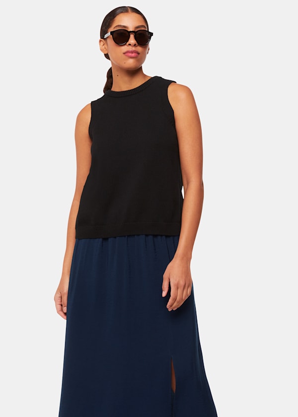 Navy Eva Elasticated Waist Skirt