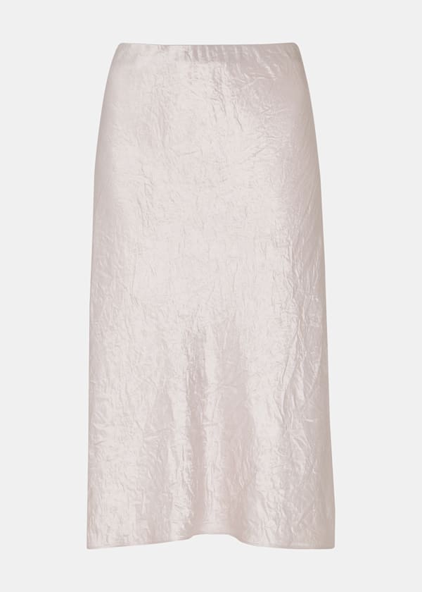 Neutral Satin Knee Length Skirt