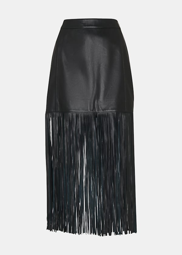 Leather Fringed Mini Skirt