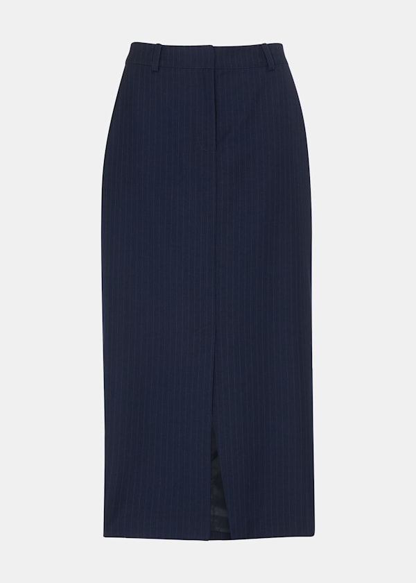 Pinstripe Tailored Midi Skirt