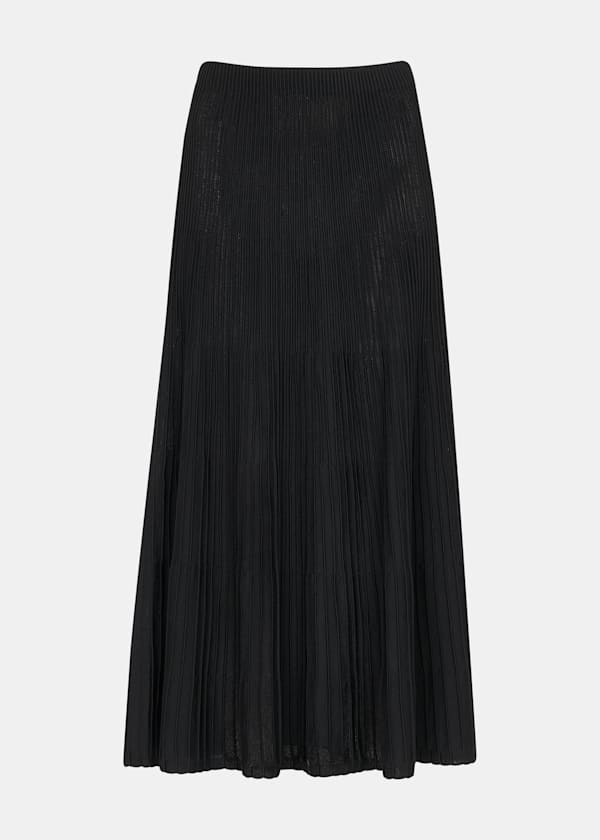 Black Knitted Pleated Skirt