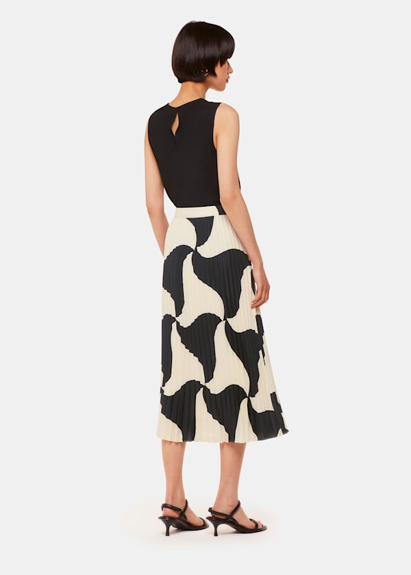 Black Triangle Swirl Pleated Skirt