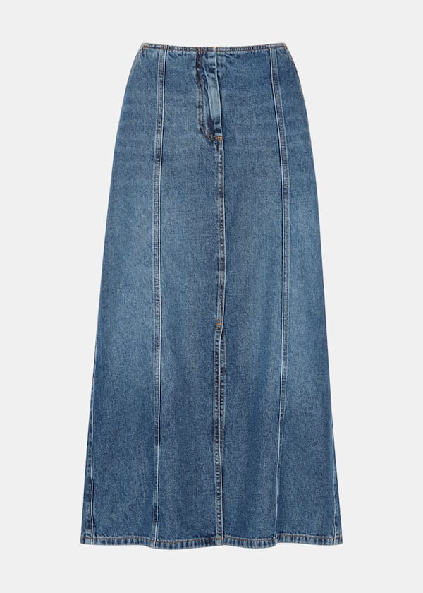 Patchwork Denim Midi Skirt