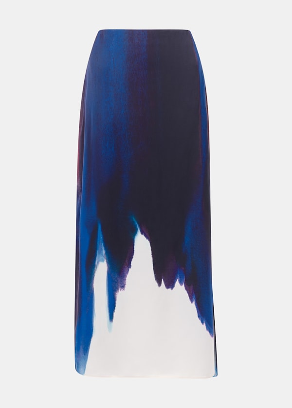 Multicolour Ice Dye Print Midi Skirt