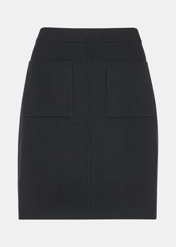 Black Patch Pocket Knitted Skirt