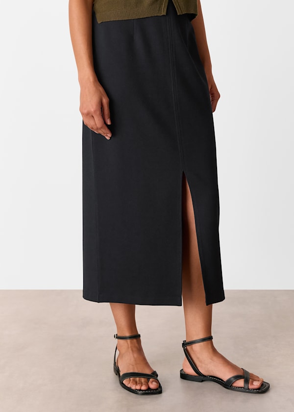 Black Ponte Straight Skirt
