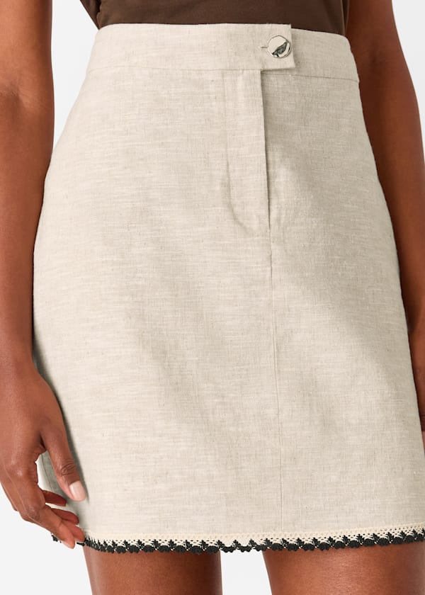 Oatmeal Linen Mix Mini Skirt