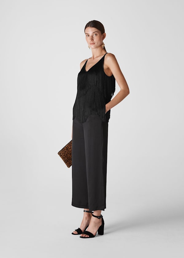 Black Evena Fringe Detail Cami