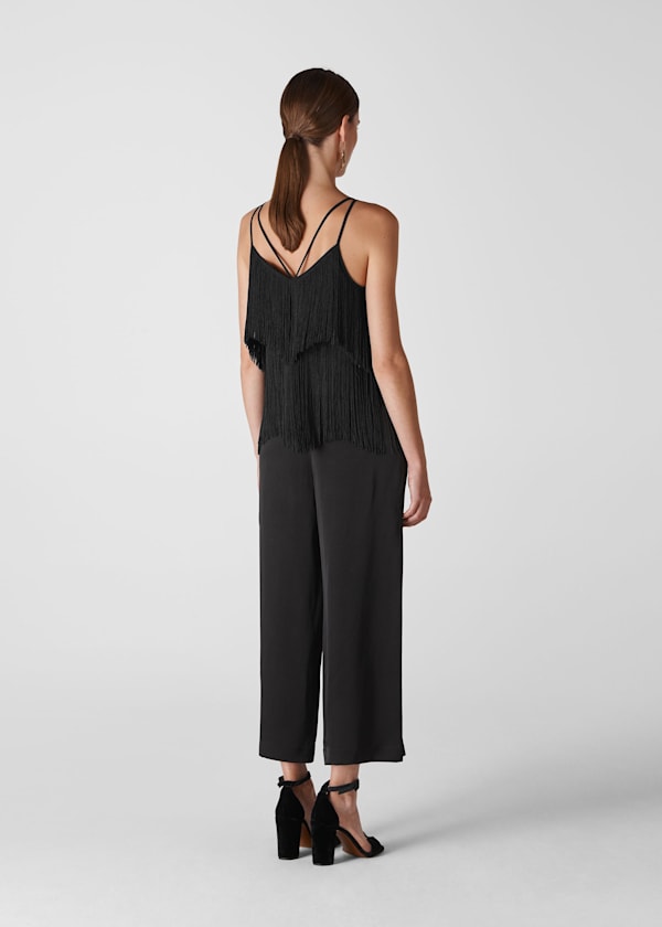 Black Evena Fringe Detail Cami
