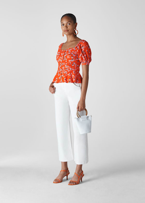 Flame Digital Daisy Print Bella Top
