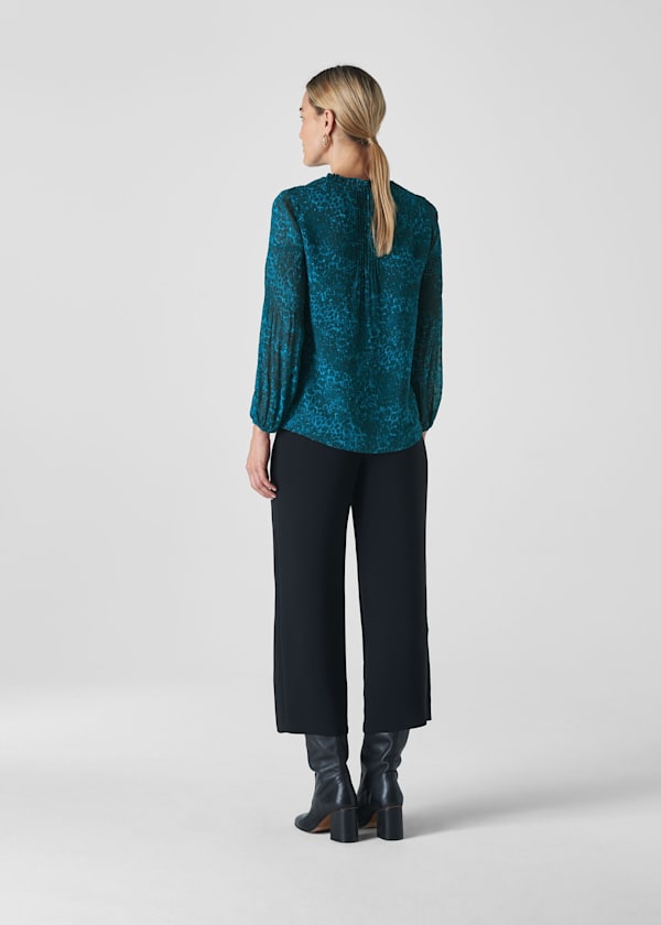 Teal Big Cat Dobby Blouse