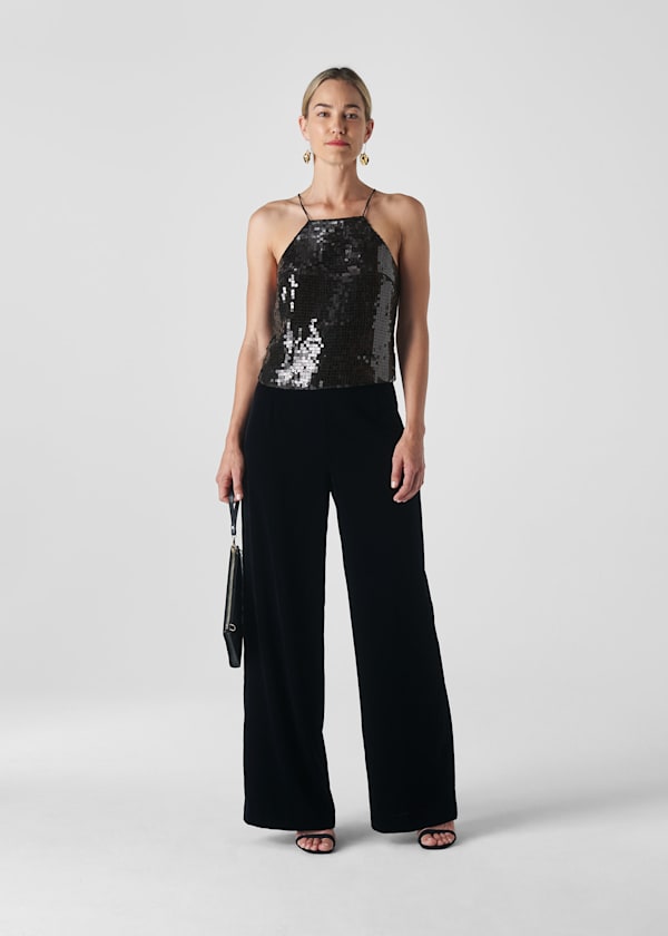 Black Square Sequin Cami Top