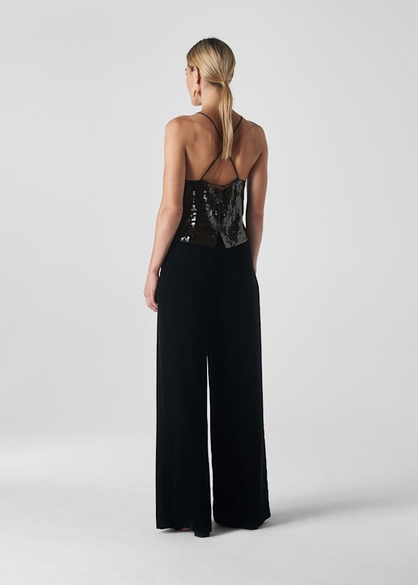 Black Square Sequin Cami Top