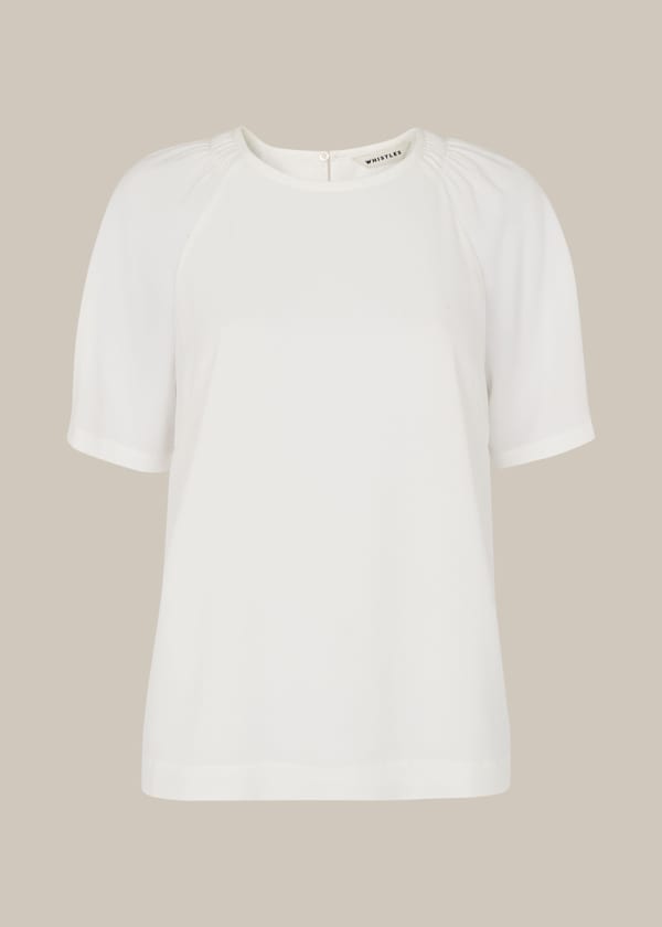 Ivory Smocked Shoulder Shell Top
