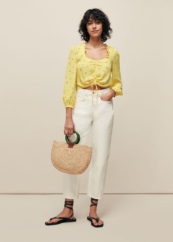 Yellow Forget Me Not Drawstring Top