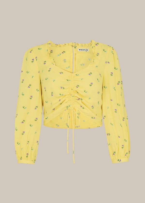 Yellow Forget Me Not Drawstring Top