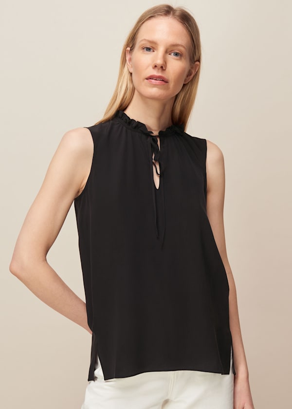 Black Selena Silk Top