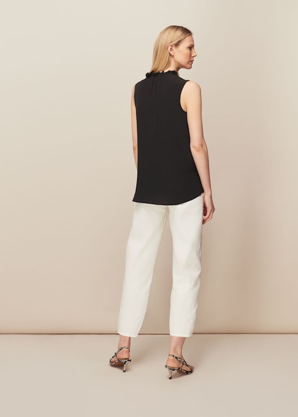 Black Selena Silk Top