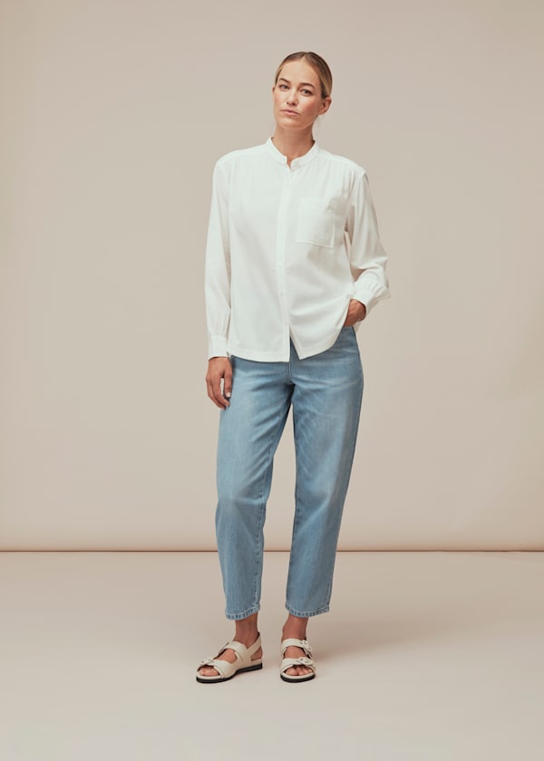 Ivory Textured Gather Detail Shirt