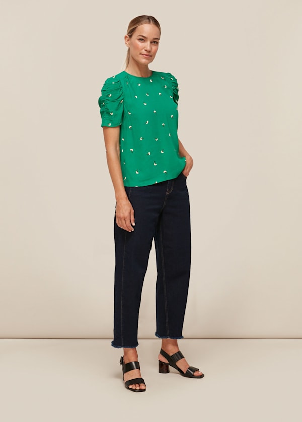Green Romantic Floral Nelly Top