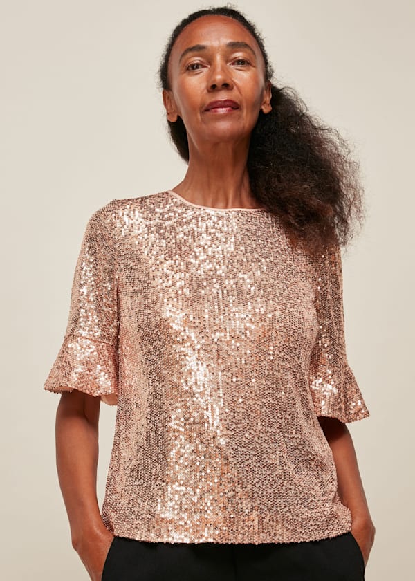 Champagne Sada Sequin Top