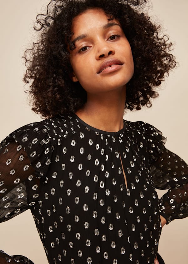 Black Metallic Dobby Sophia Top