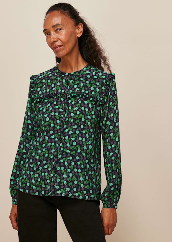Green Winter Ditsy Printed Top