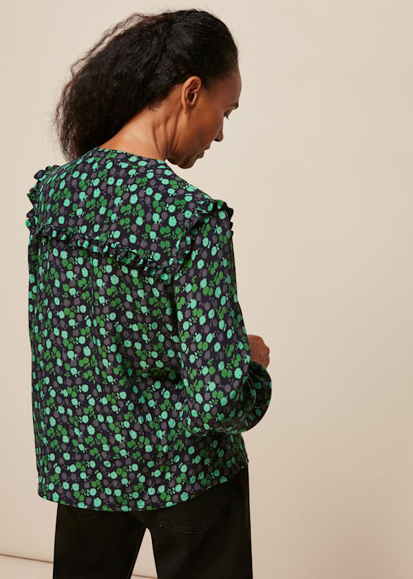 Green Winter Ditsy Printed Top