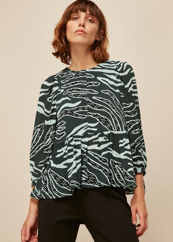 Multicolour Graphic Zebra Print Top