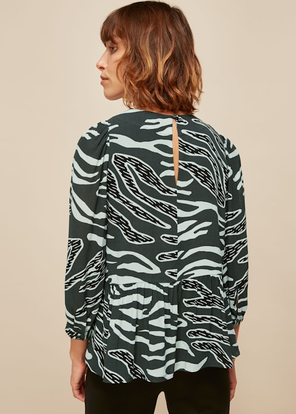 Multicolour Graphic Zebra Print Top