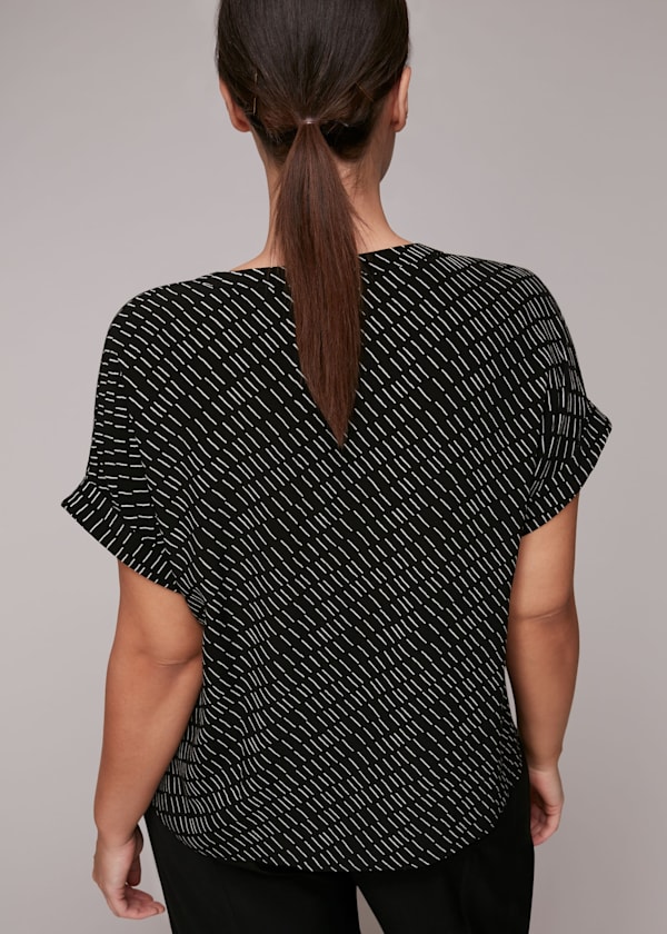 Black Geo Print Top