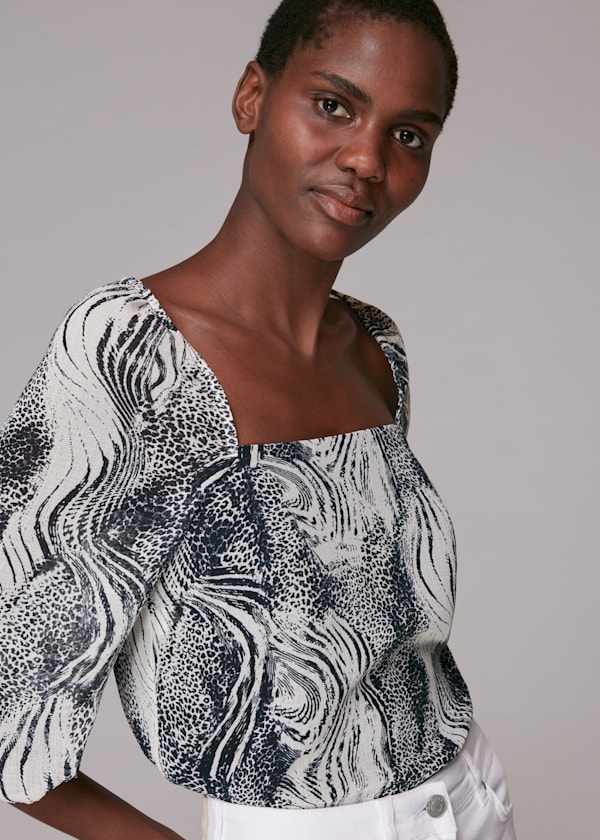 Multicolour Flowing Tiger Blanche Top