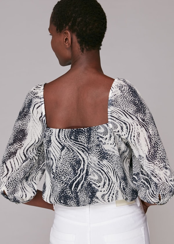 Multicolour Flowing Tiger Blanche Top