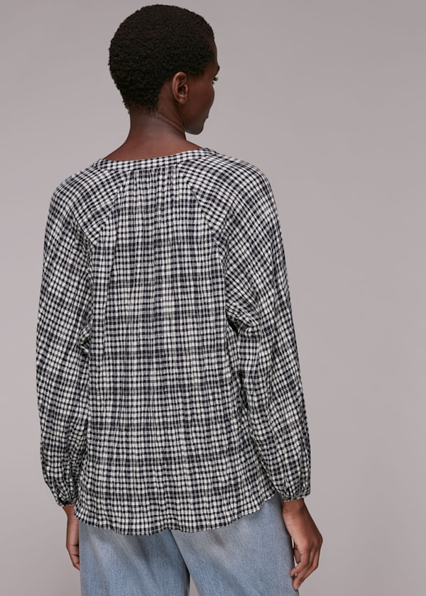 Black Tatum Check Oversized Top