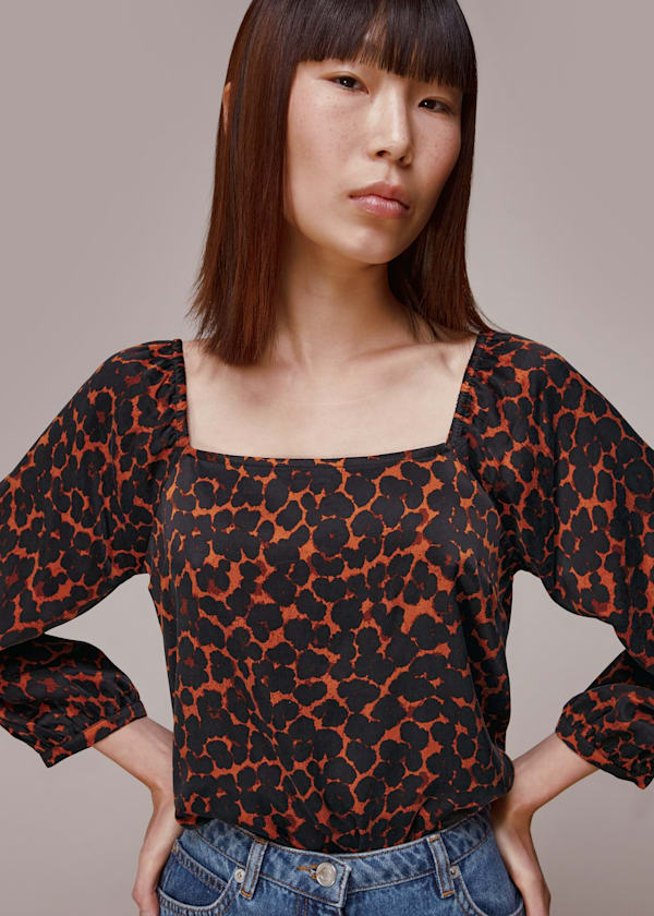 Multicolour Smudge Animal Blanche Top