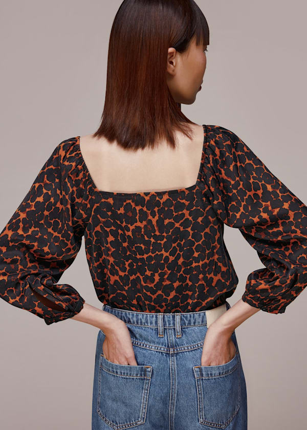 Multicolour Smudge Animal Blanche Top