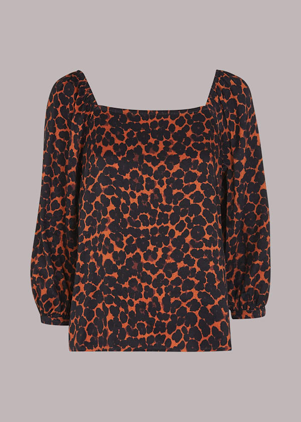 Multicolour Smudge Animal Blanche Top