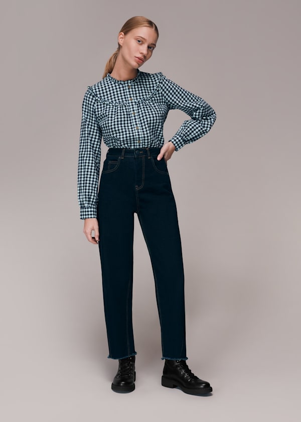 Multicolour Gingham Frill Detail Top
