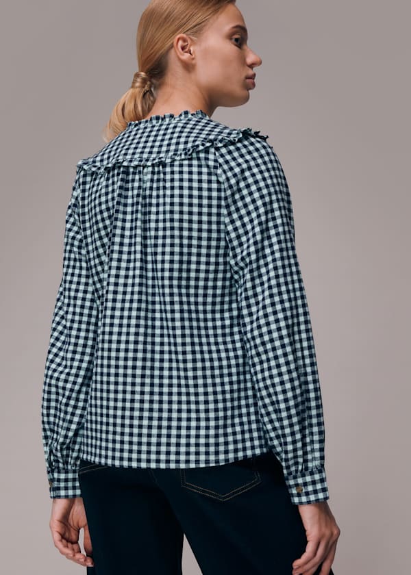 Multicolour Gingham Frill Detail Top