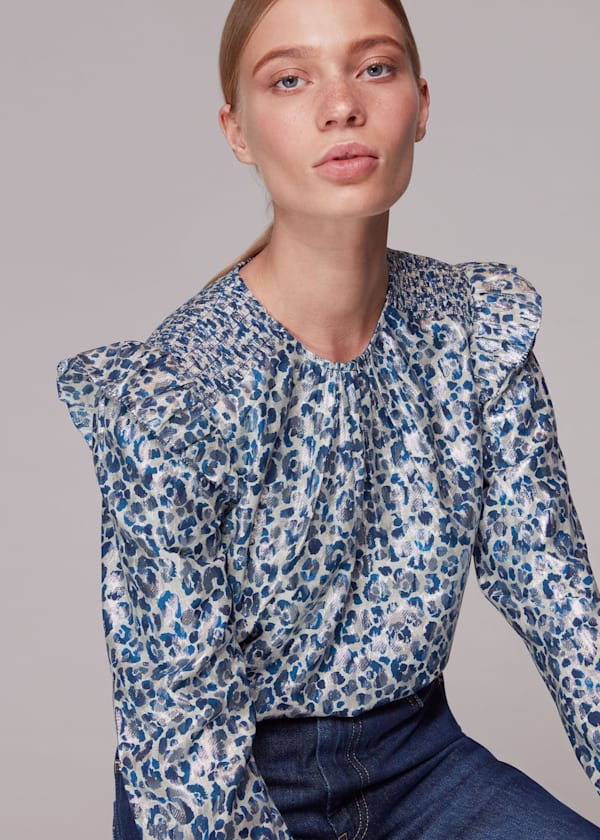 Multicolour Animal Metallic Blouse