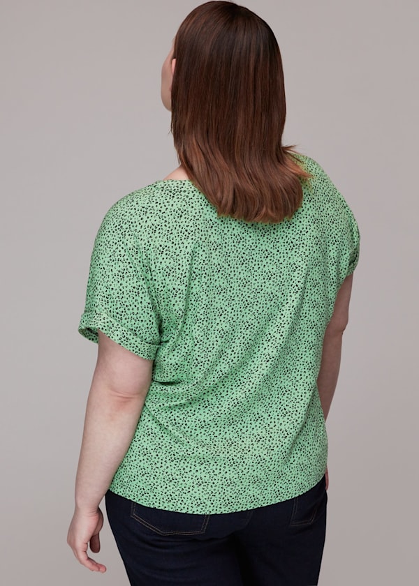 Ink Leopard Button Front Top