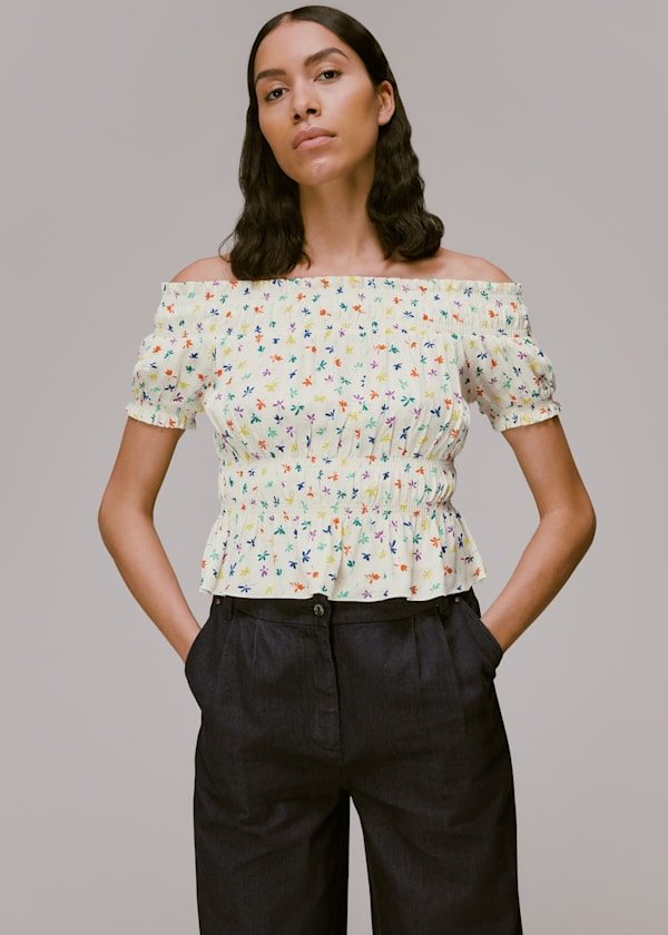 Multicolour Dancing Floral Bardot Top