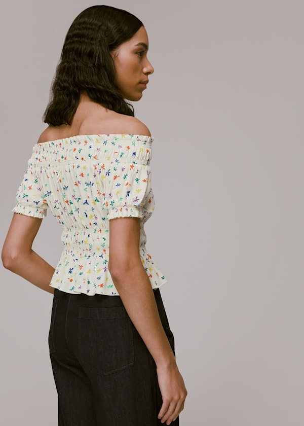 Multicolour Dancing Floral Bardot Top