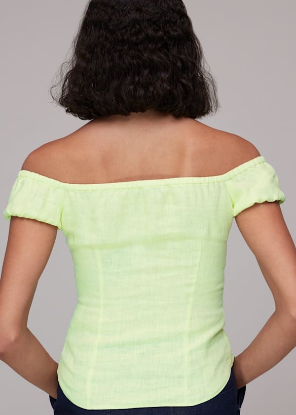 Lime Off Shoulder Tie Front Top