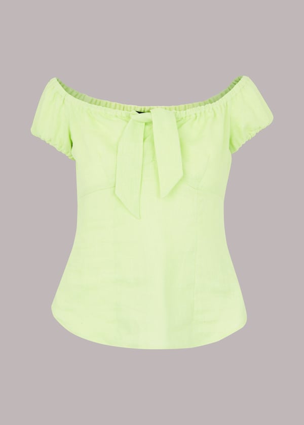 Lime Off Shoulder Tie Front Top