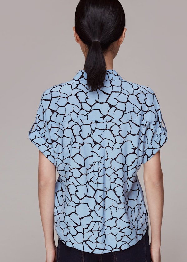 Blue Giraffe Print Pocket Shirt