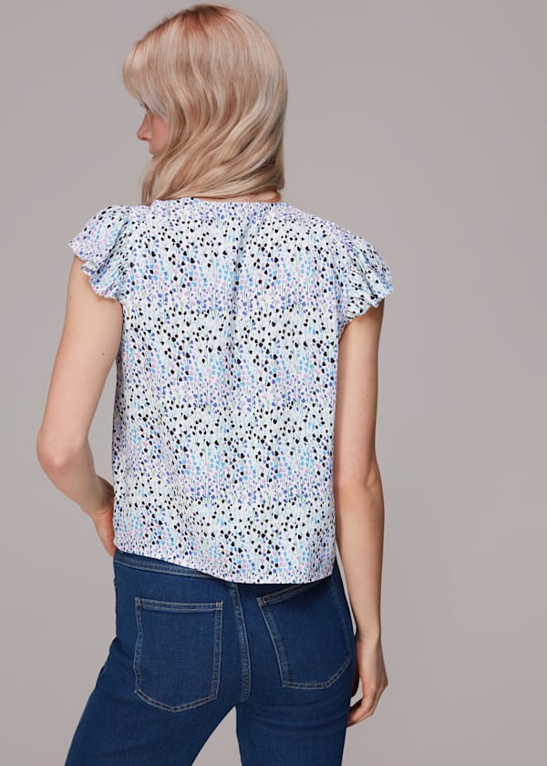 Multicolour Tulip Frill Sleeve Top