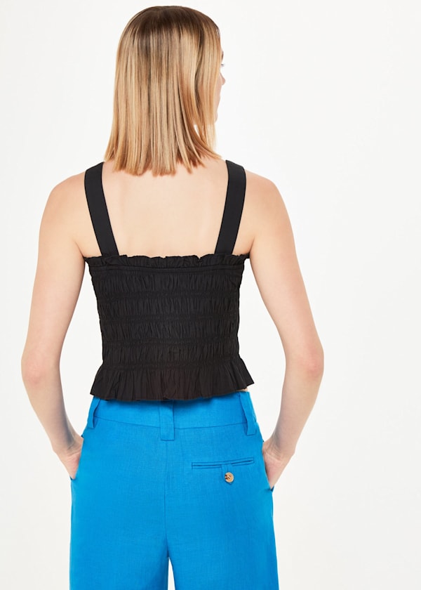 Black Saskia Crinkle Strappy Top